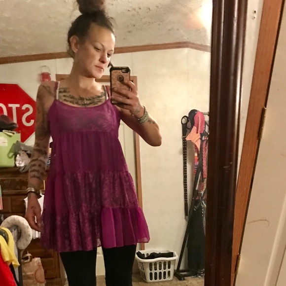 Free People cute intimate purple sheer dress! - Picture 6 of 8